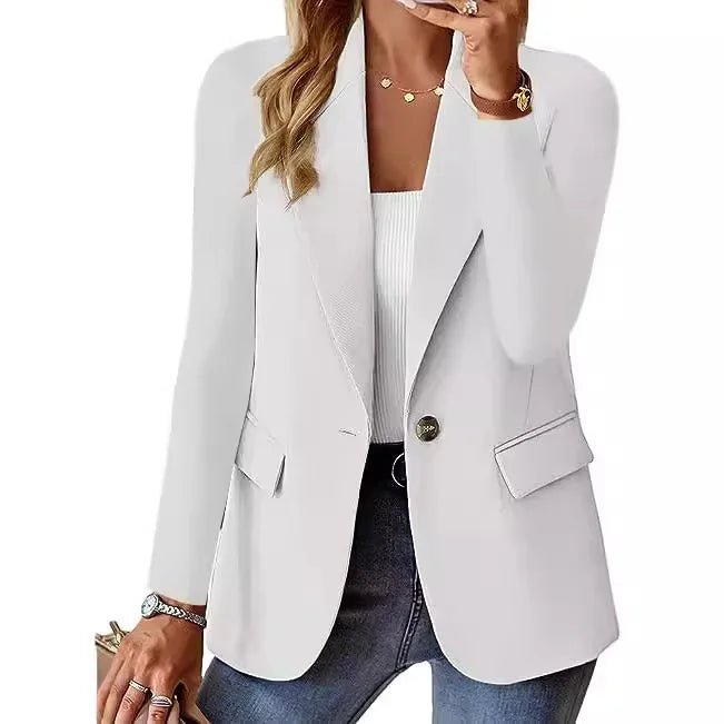 Women's Oversized Blazer Jacket Business Suit Coat Lapel Long Sleeve Solid Button Casual Elegant Coat Trendy Loose Suit Outwear