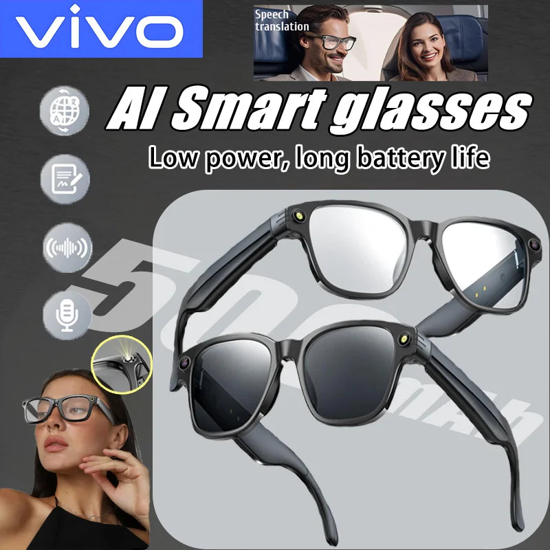 VIVO New Version AI Smart Glasses with 8MP Pixel Take Video Picture 4GB WiFi Contact AI ChatGPT Translation Smart Sunglass
