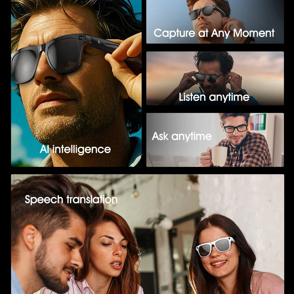 VIVO New Version AI Smart Glasses with 8MP Pixel Take Video Picture 4GB WiFi Contact AI ChatGPT Translation Smart Sunglass
