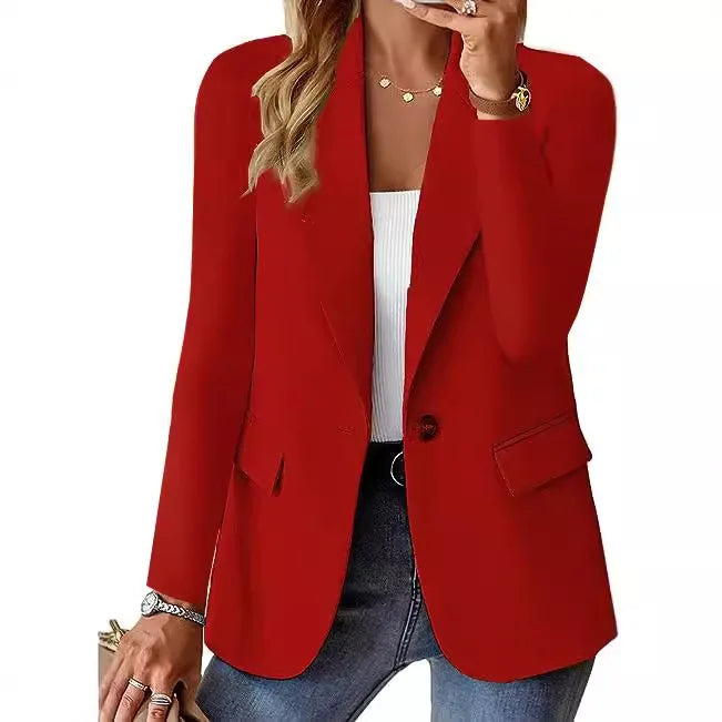 Women's Oversized Blazer Jacket Business Suit Coat Lapel Long Sleeve Solid Button Casual Elegant Coat Trendy Loose Suit Outwear