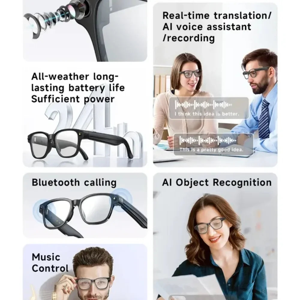VIVO New Version AI Smart Glasses with 8MP Pixel Take Video Picture 4GB WiFi Contact AI ChatGPT Translation Smart Sunglass